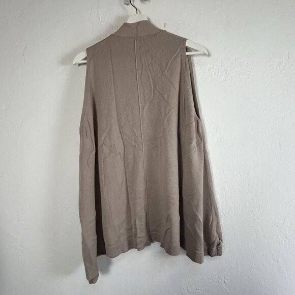 Planet by Lauren G Womens Oversized Button-Front Vest Tan One Size Lightweight - Picture 2 of 9